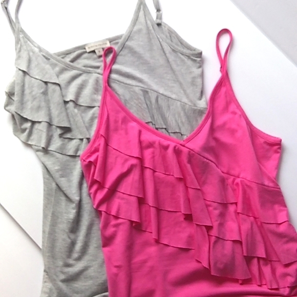 Boston Proper Tops Boston Proper Ruffle Camisole Tanks Gray And Hot